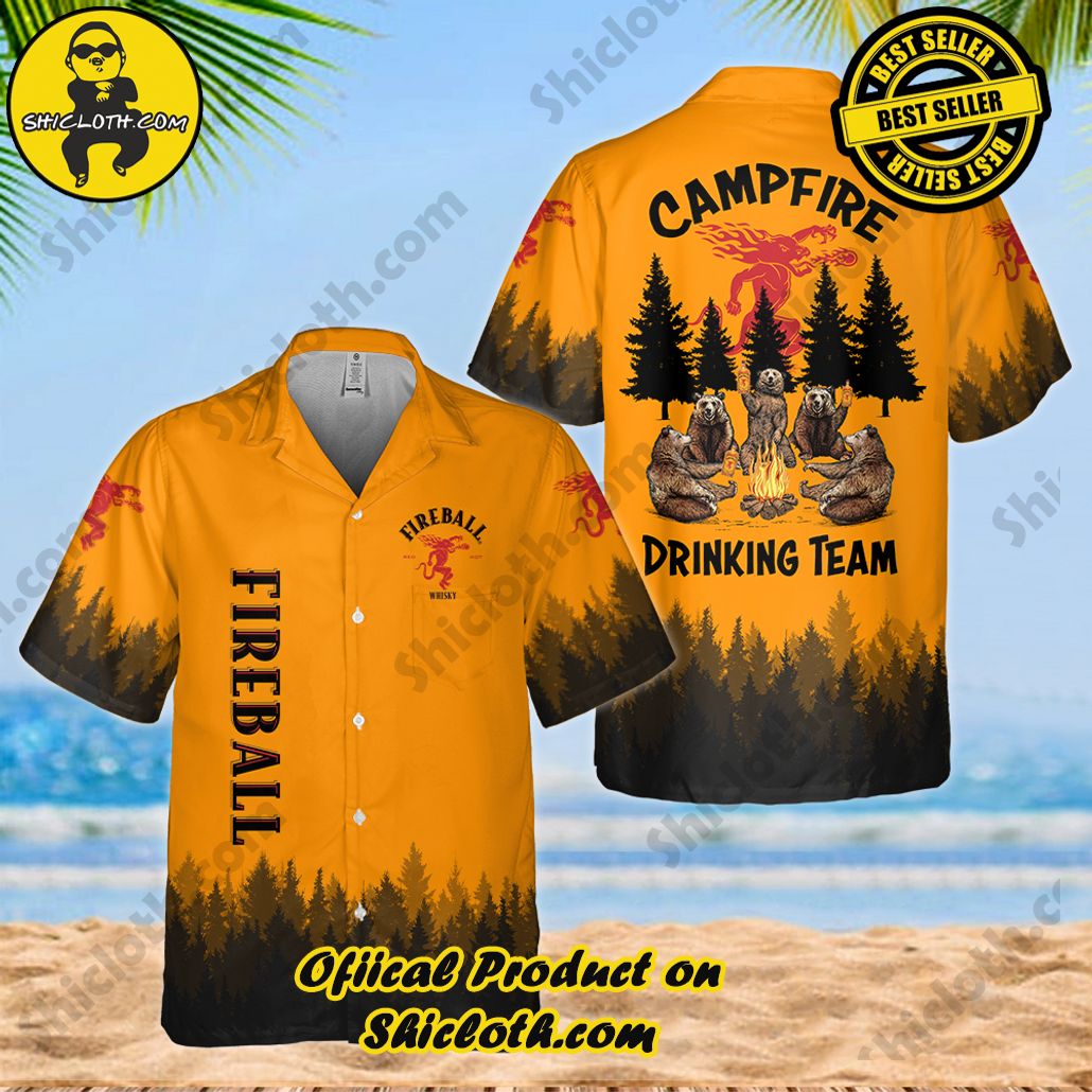 Tropical Vibes Meet Classic Elegance: Explore Shicloth's Button and Hawaiian Shirt Collection 42 Fireball Camping Hawaiian Shirt