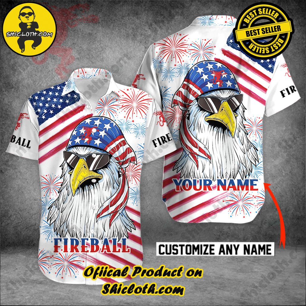 Tropical Vibes Meet Classic Elegance: Explore Shicloth's Button and Hawaiian Shirt Collection 44 Fireball Eagle Independence Day Custom Name Button Shirt