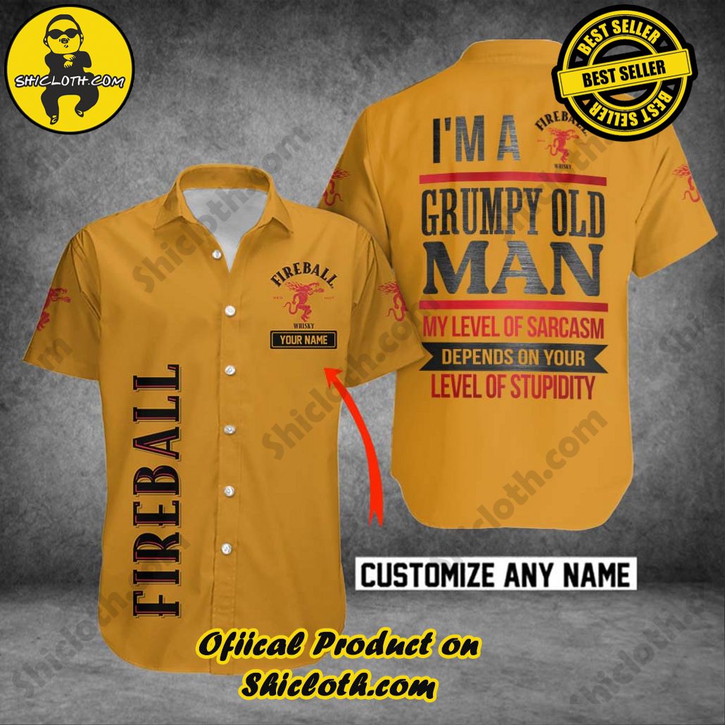 Explore Paradise: Introducing Shicloth's Hawaiian Shirt and Shorts Set 39 Fireball Personalized Grumpy Old Man Button Shirt