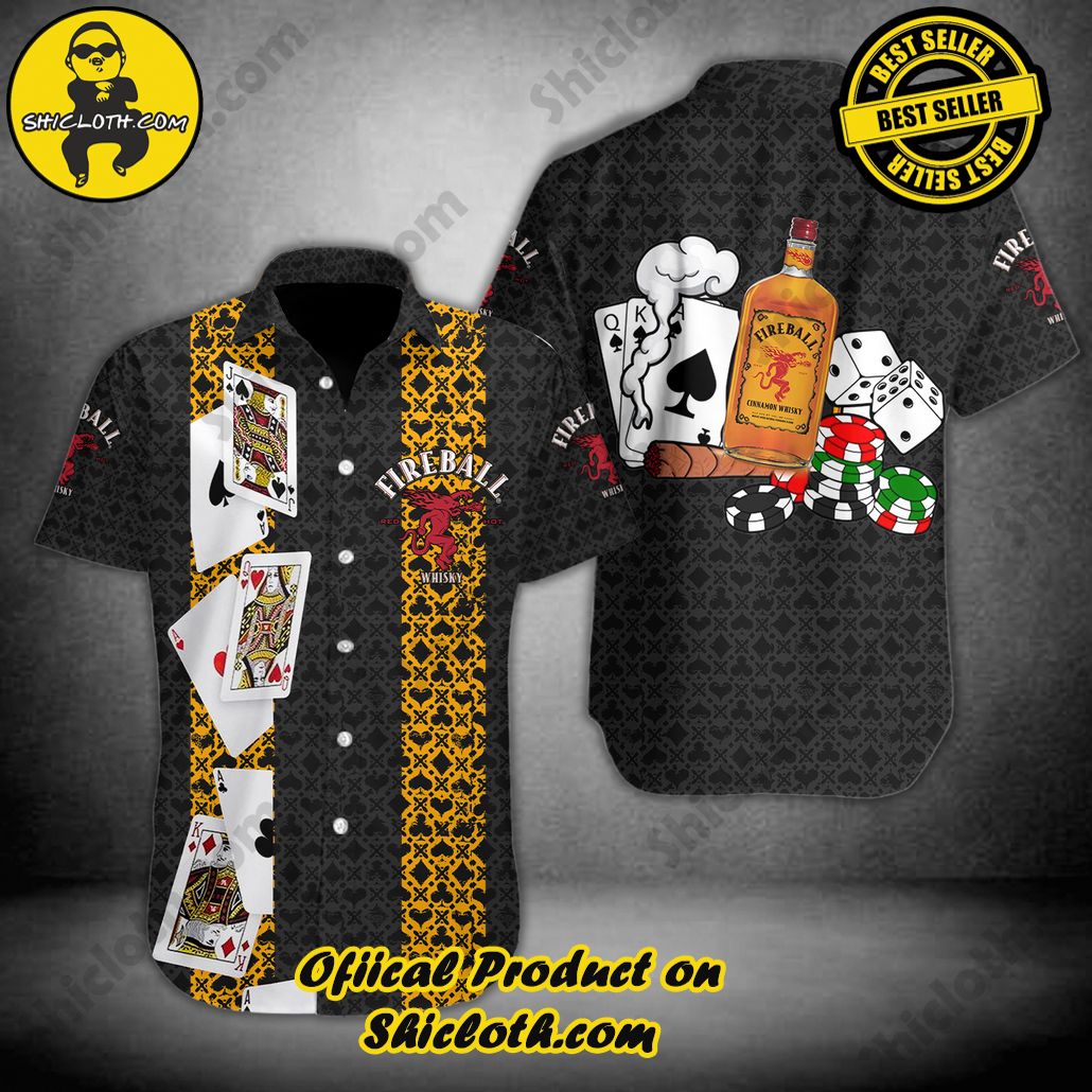 Stylish Sophistication: Introducing Shicloth's Button Shirt Collection 29 Fireball Whisky Black Jack Hawaiian Shirt