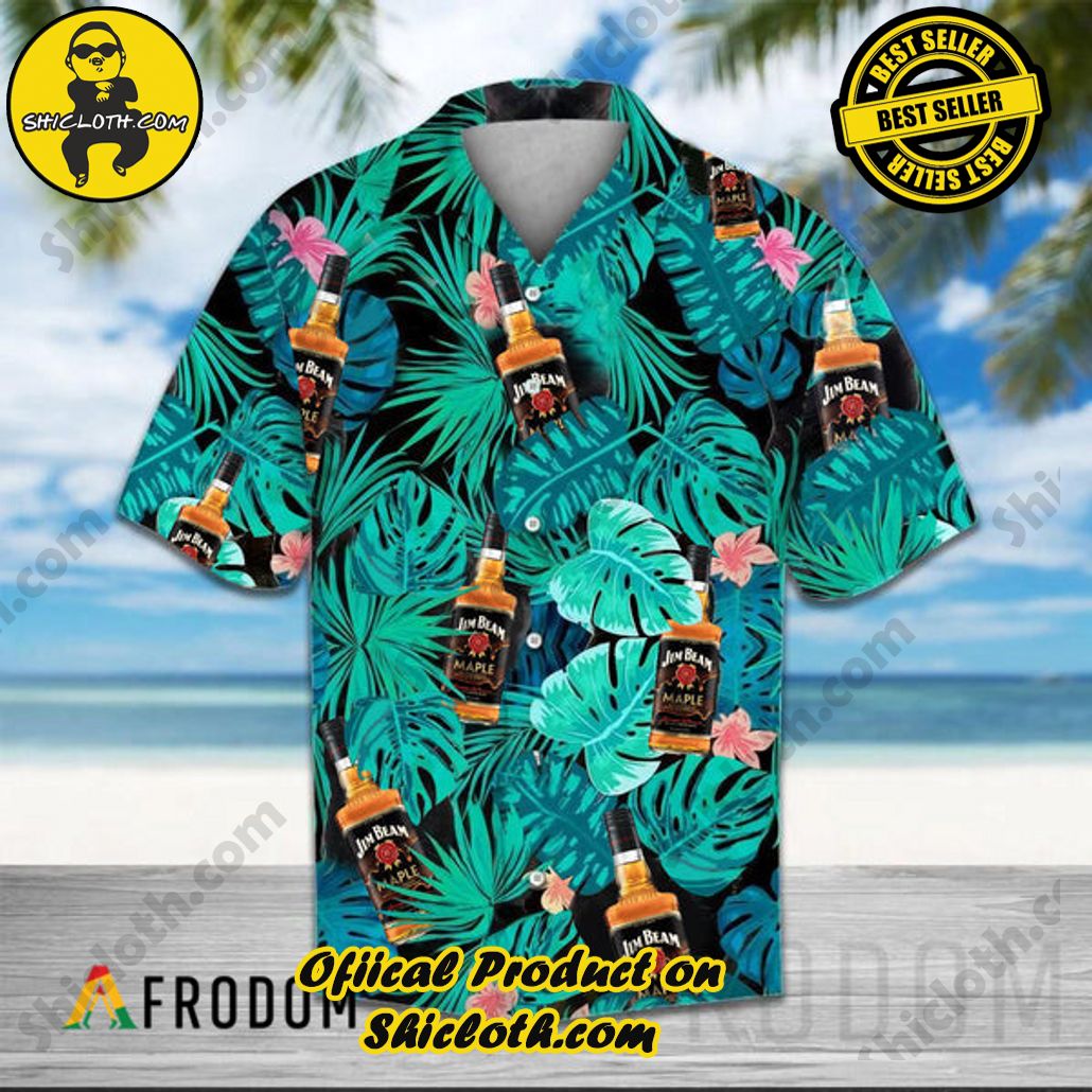 Embrace Island Vibes: Introducing Shicloth's Tropical Paradise Apparel Hawaiian Shirt 57 Green Tropical Palm Jim Beam Tropical Paradise Apparel Hawaiian Shirt