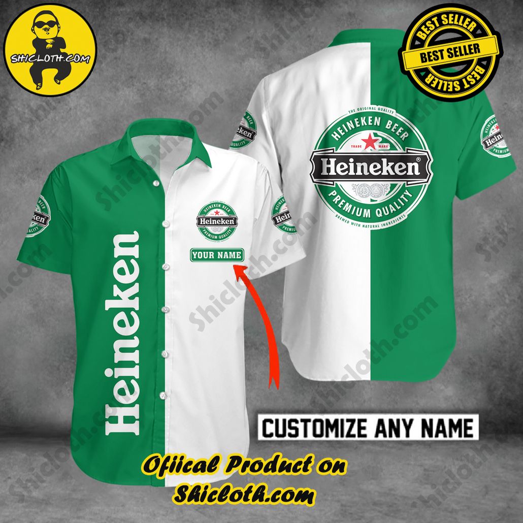 Get Summer Ready: Discover Shicloth's Hawaiian Shirt and Shorts Set Collection 37 Heineken Personalized Multicolor Button Shirt