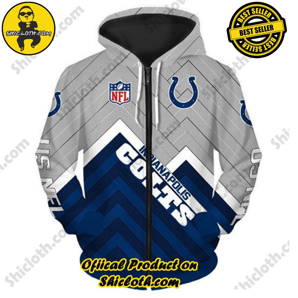 Elevate Your Casual Style with Shicloth's Hoodie and Zipper Hoodie Collection 32 Indianapolis Colts NFL Team Zipper Hoodie