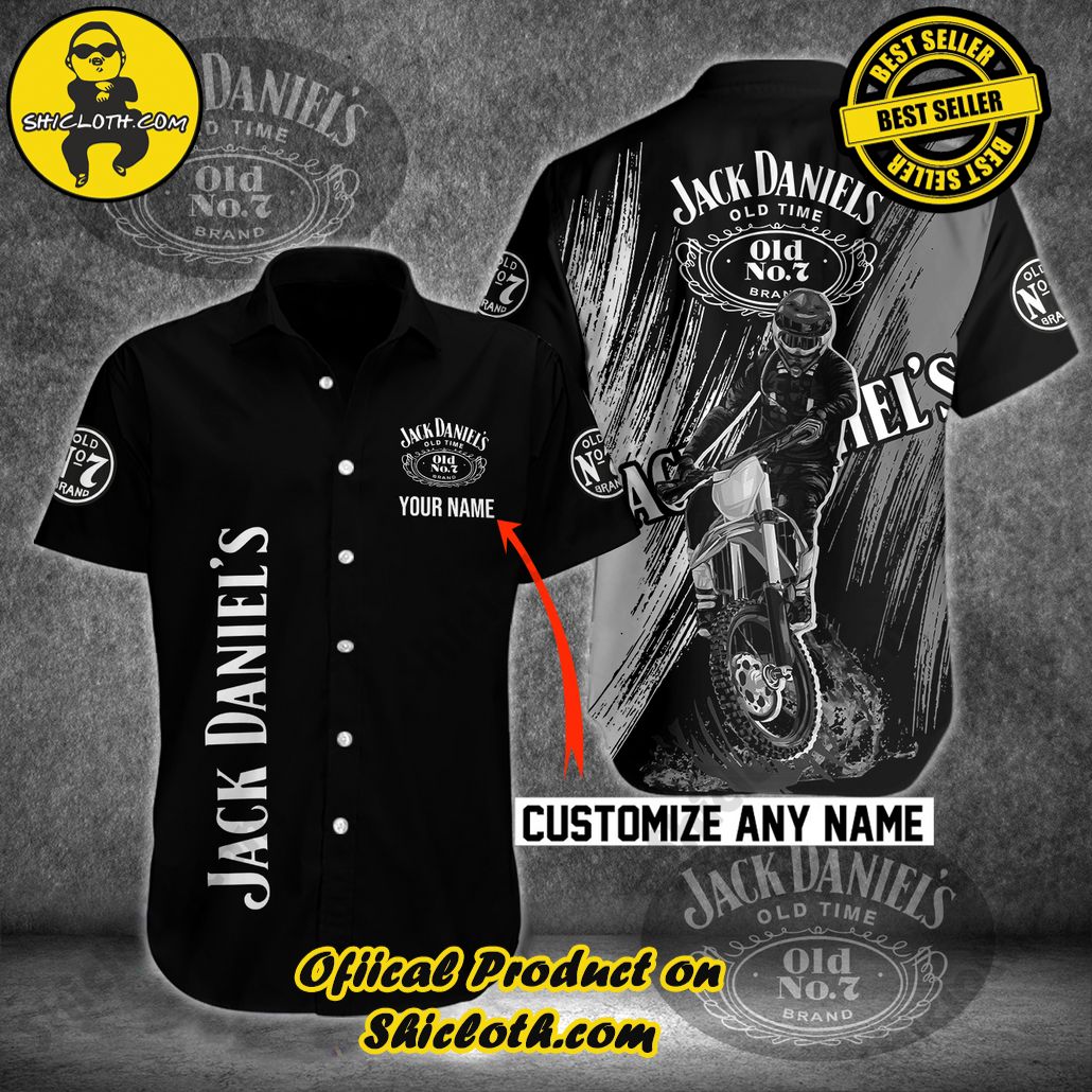 Tropical Vibes Meet Classic Elegance: Explore Shicloth's Button and Hawaiian Shirt Collection 46 Jack Daniel’s Motocross Custom Name Hawaiian Shirt