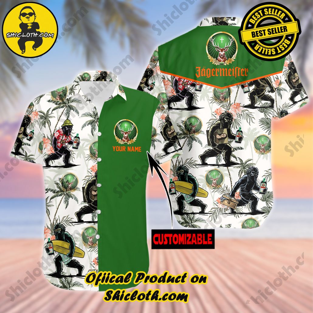 Explore Paradise: Introducing Shicloth's Hawaiian Shirt and Shorts Set 44 Jagermeister Bigfoot Custom Name Camping Hawaiian Shirt