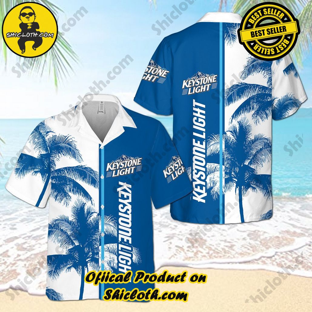 Tropical Vibes: Introducing Shicloth's Hawaiian Shirt 55 Keystone Light Palm Hawaiian Shirt