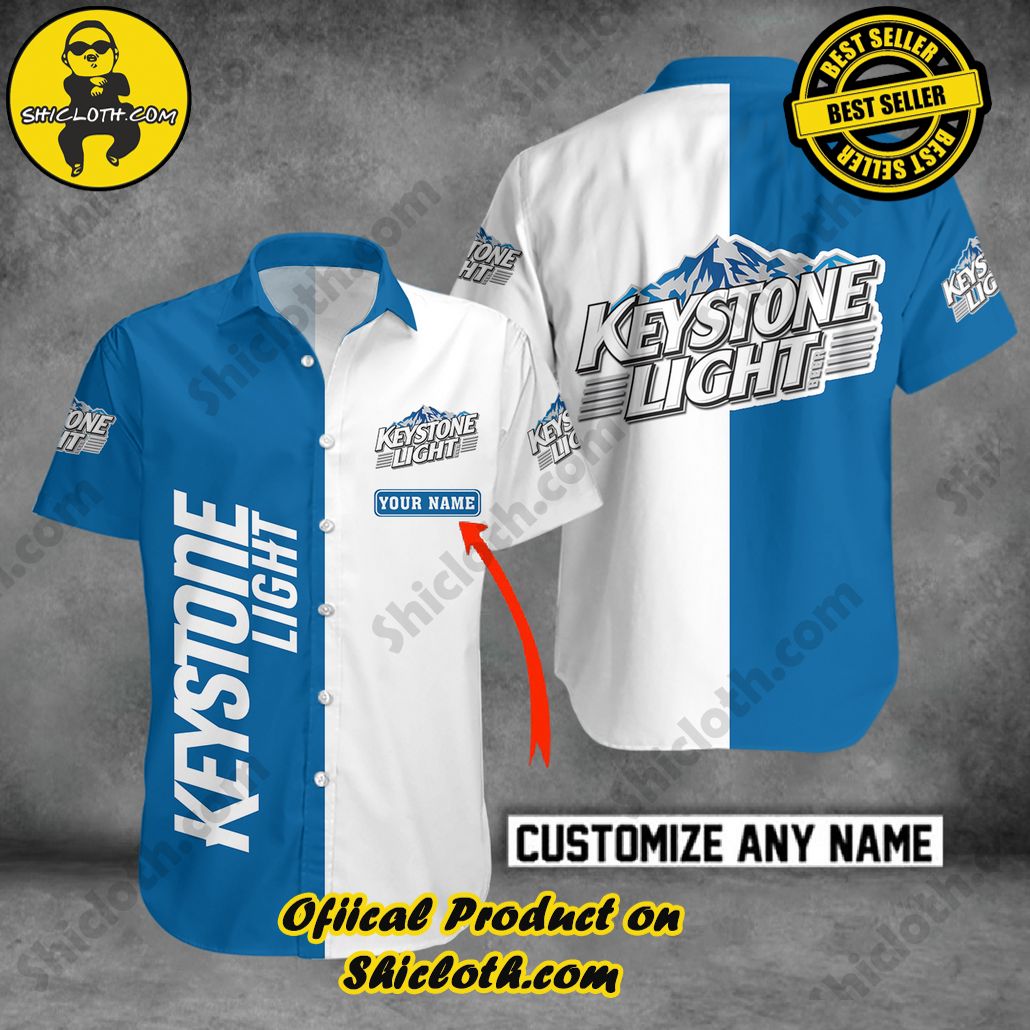 Get Summer Ready: Discover Shicloth's Hawaiian Shirt and Shorts Set Collection 41 Keystone Light Personalized Multicolor Button Shirt