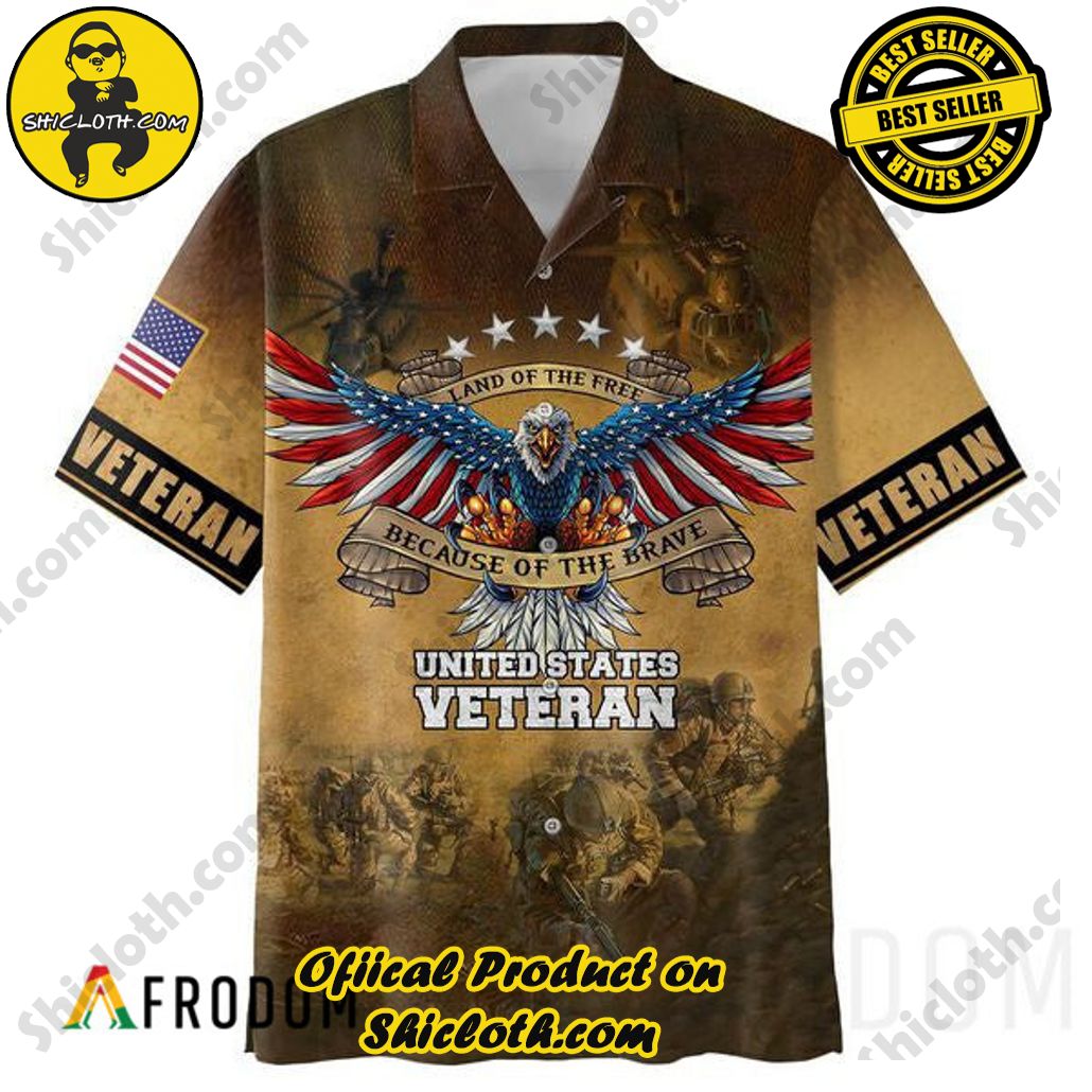 Embrace Island Vibes: Introducing Shicloth's Tropical Paradise Apparel Hawaiian Shirt 64 Land Of The Free Because Of The Brave Veteran Tropical Paradise Apparel Hawaiian Shirt