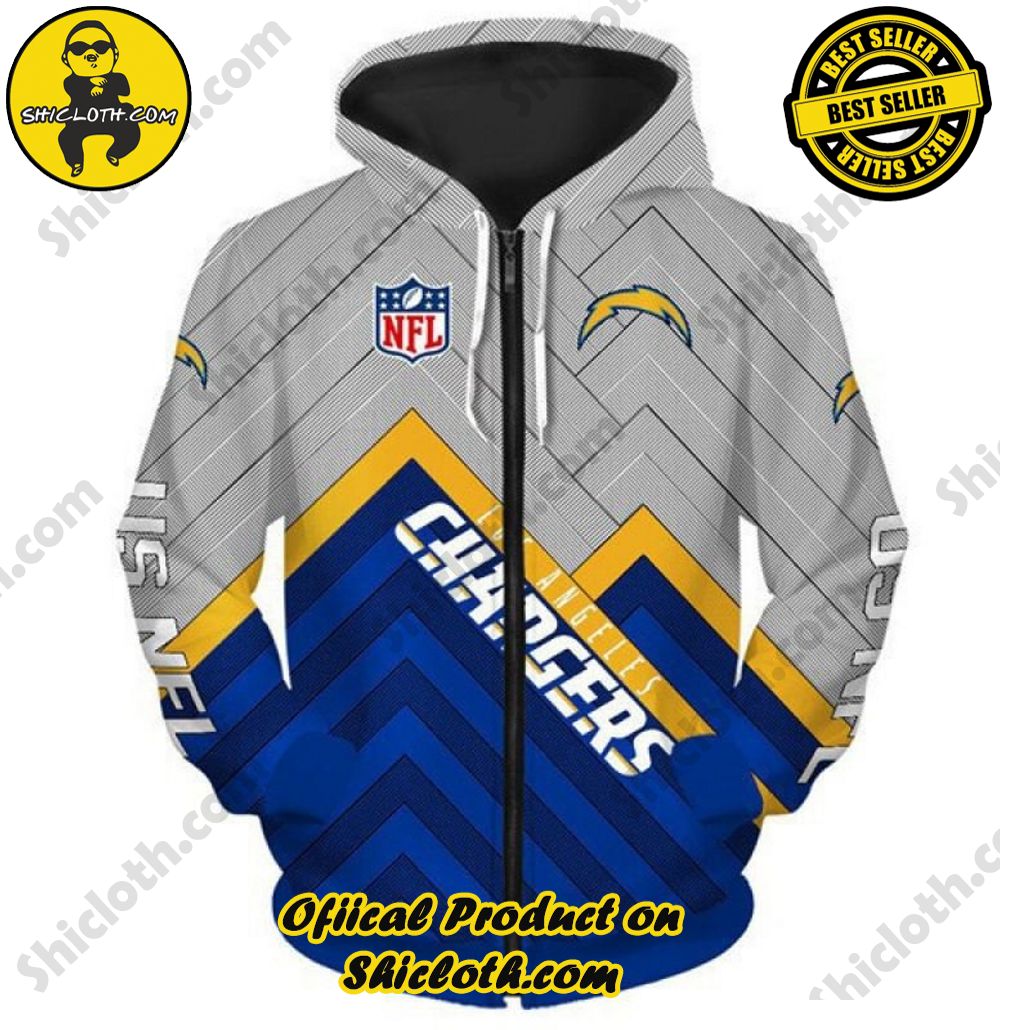 Elevate Your Casual Style with Shicloth's Hoodie and Zipper Hoodie Collection 41 Los Angeles Chargers NFL Team Zipper Hoodie