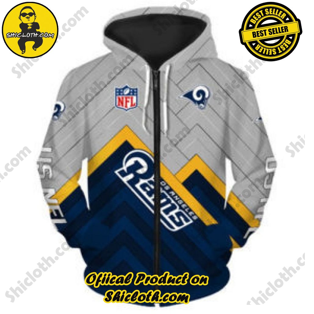 Elevate Your Casual Style with Shicloth's Hoodie and Zipper Hoodie Collection 42 Los Angeles Rams NFL Team Zipper Hoodie