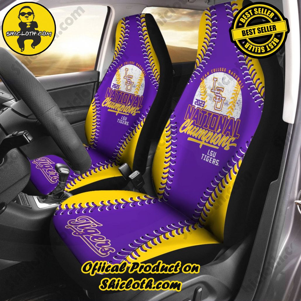 LSU Tigers Baseball 2PCS Car Seat Cover Version 4 LSU Tigers Baseball 2PCS Car Seat Cover Version 4