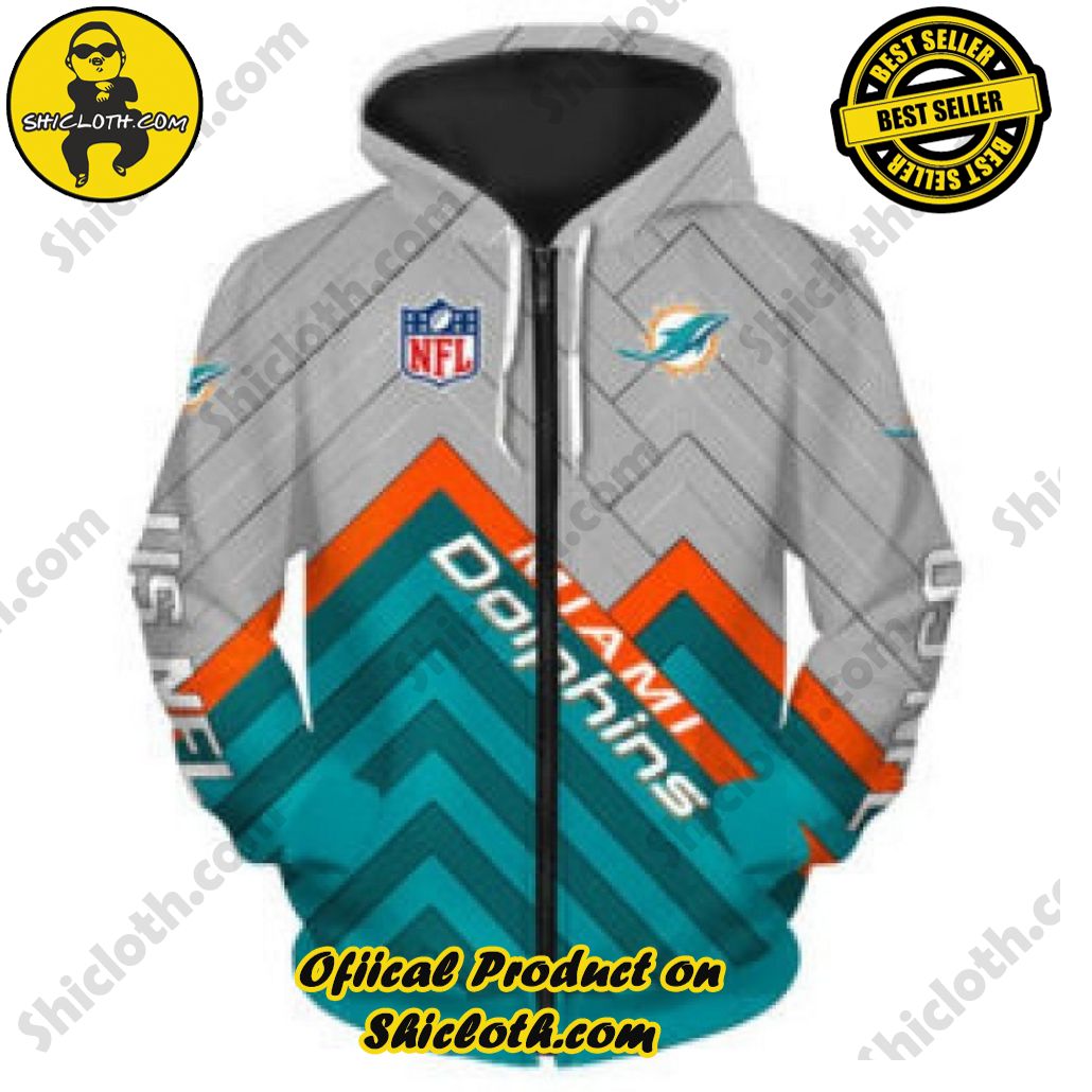 Elevate Your Wardrobe with Shicloth's Hoodie, Zipper Hoodie, and Sweatshirt Collection 12 Miami Dolphins NFL Team Zipper Hoodie
