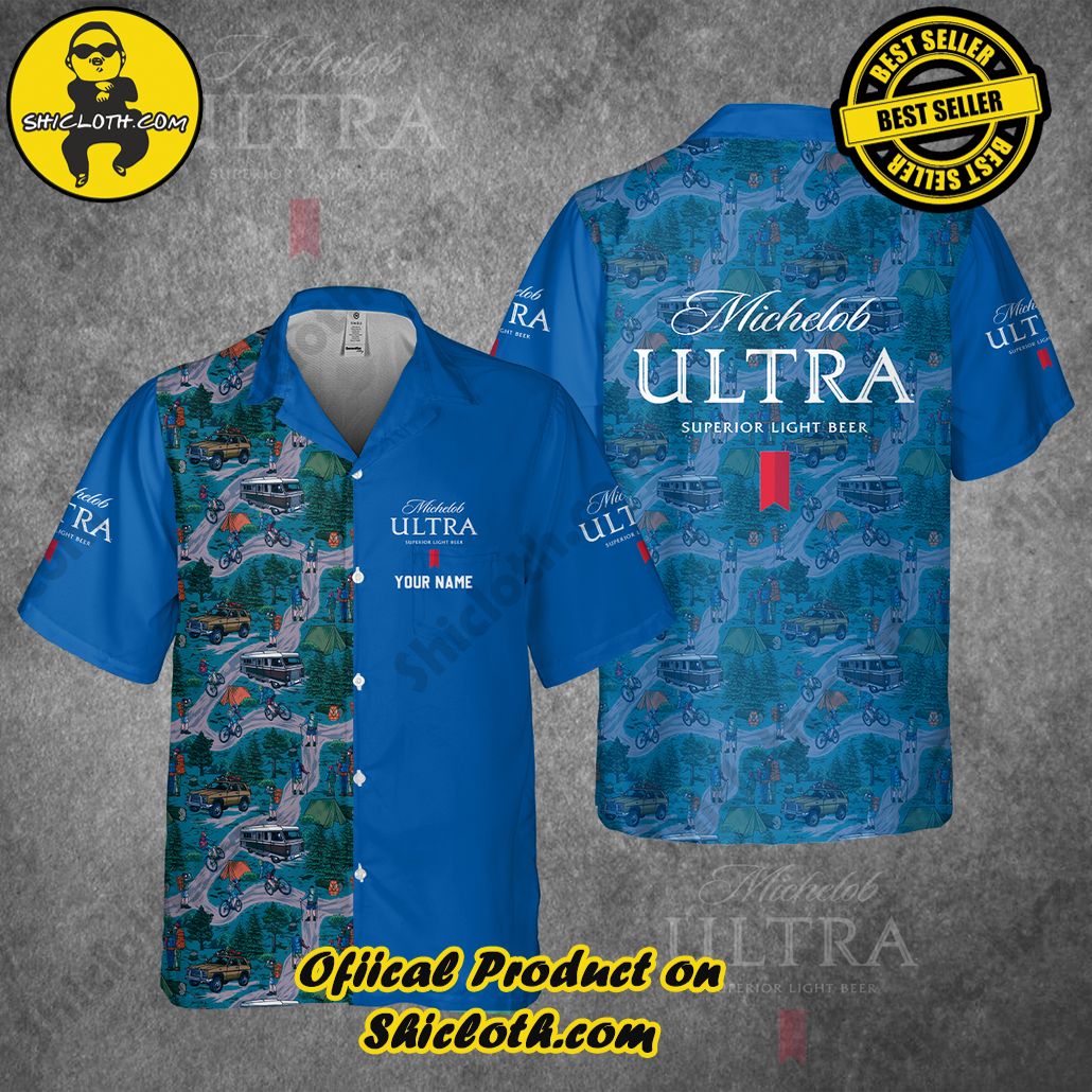 Embrace Island Vibes: Introducing Shicloth's Tropical Paradise Apparel Hawaiian Shirt 65 Michelob Ultra Custom Name Camping Tropical Paradise Apparel Hawaiian Shirt