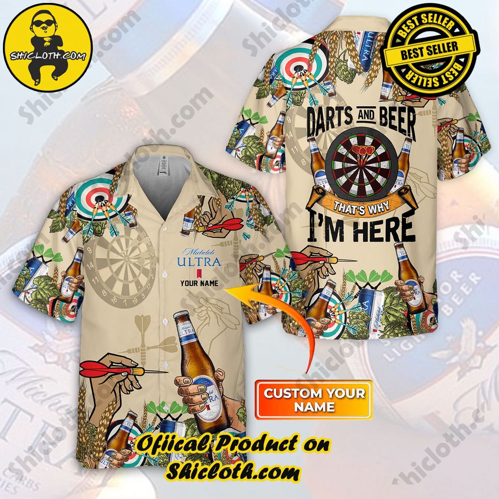 Tropical Vibes: Introducing Shicloth's Hawaiian Shirt 61 Michelob Ultra Custom Name Darts Hawaiian Shirt