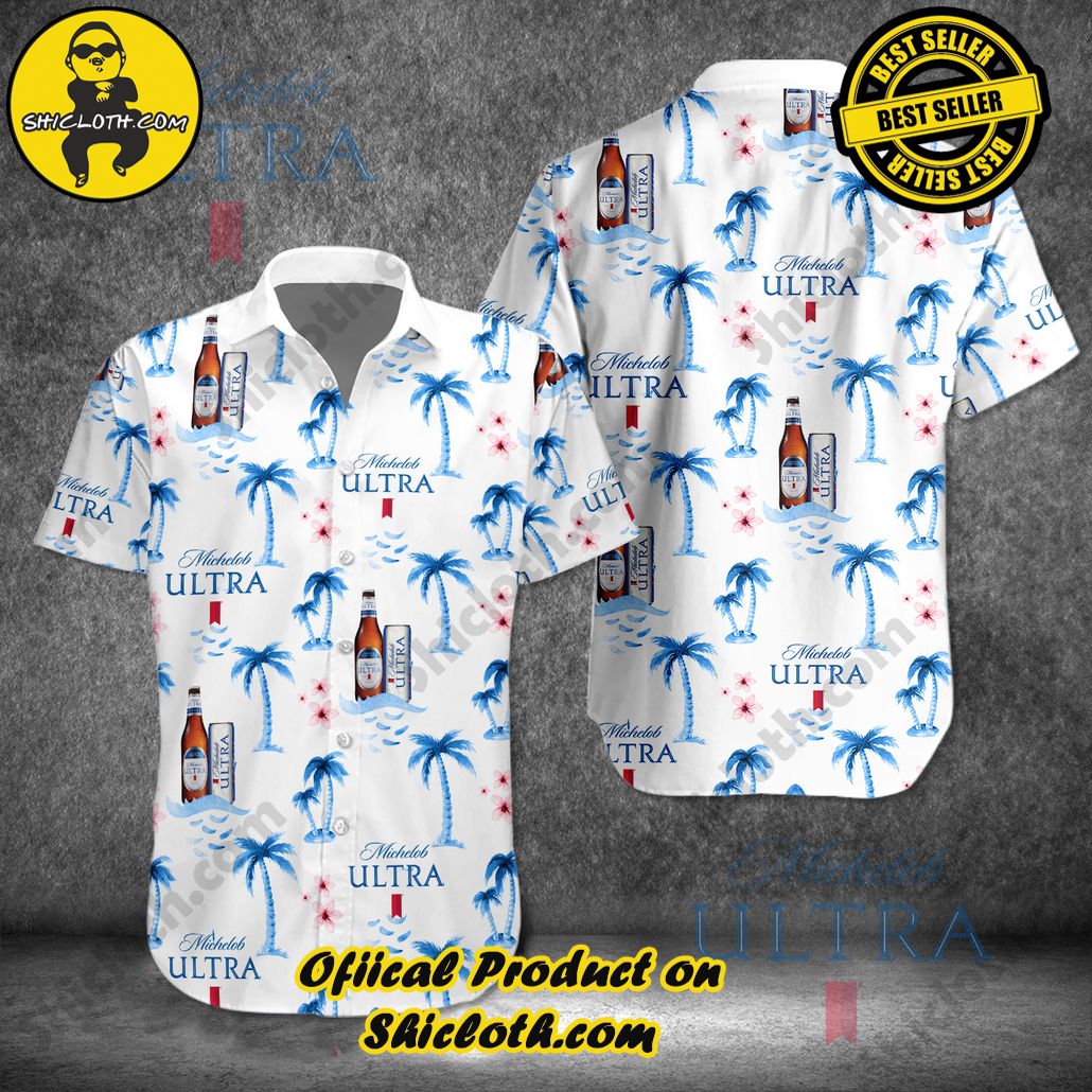 Tropical Vibes Meet Classic Elegance: Explore Shicloth's Button and Hawaiian Shirt Collection 55 Michelob Ultra Palm Tree Hawaiian Shirt