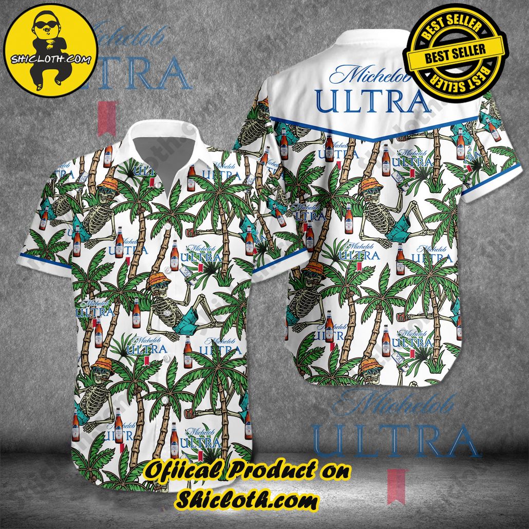 Hot Trending Explore Paradise: Introducing Shicloth's Hawaiian Shirt and Shorts Set 43 Michelob Ultra Skeleton Palm Tree Hawaiian Shirt