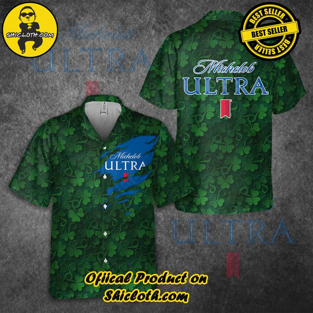 Explore Paradise: Introducing Shicloth's Hawaiian Shirt and Shorts Set 49 Michelob Ultra St Patrick’s Day Hawaiian Shirt