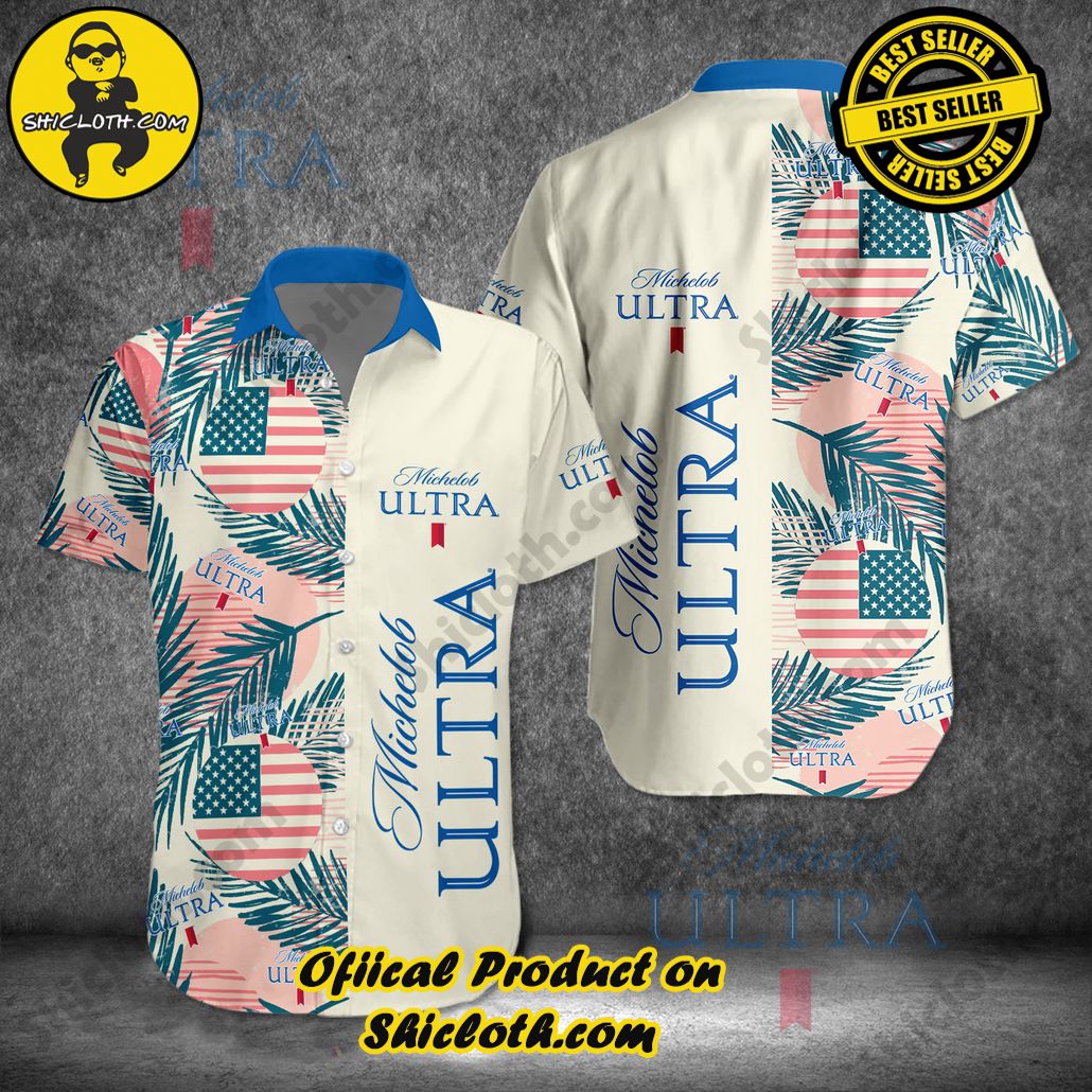 Tropical Vibes Meet Classic Elegance: Explore Shicloth's Button and Hawaiian Shirt Collection 57 Michelob Ultra Tropical US Flag Hawaiian Shirt New Style