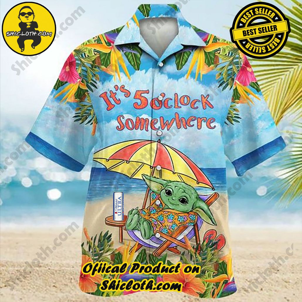 Embrace Island Vibes: Introducing Shicloth's Tropical Paradise Apparel Hawaiian Shirt 66 Michelob Ultra Yoda Tropical Paradise Apparel Hawaiian Shirt