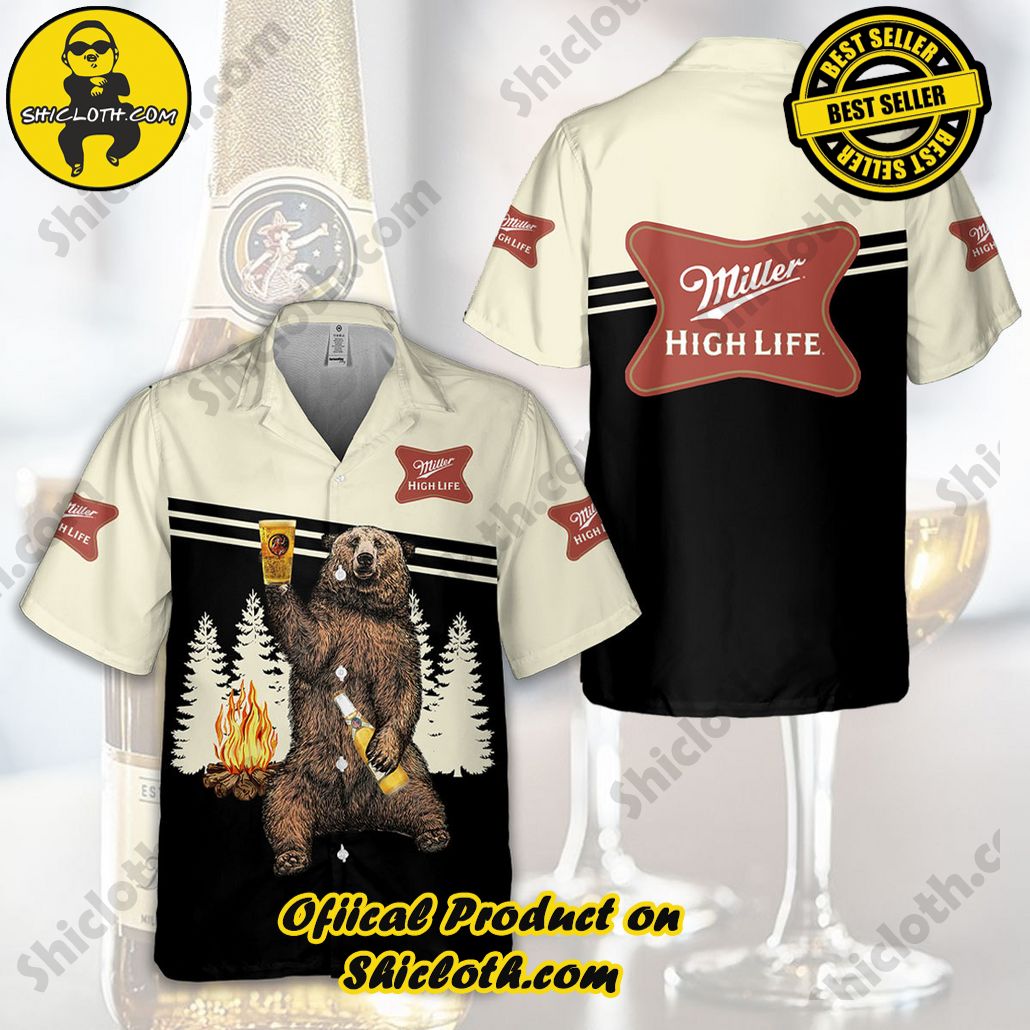 Get Summer Ready: Discover Shicloth's Hawaiian Shirt and Shorts Set Collection 49 Miller Highlife Camping Bear Hawaiian Shirt