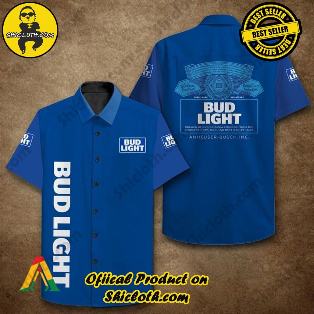 Explore Paradise: Introducing Shicloth's Hawaiian Shirt and Shorts Set 54 Multicolor Bud Light Beer Button Shirt