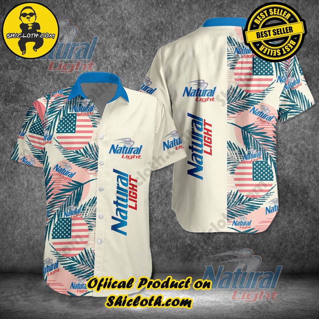 Stylish Sophistication: Introducing Shicloth's Button Shirt Collection 58 Natural Light Tropical US Flag Hawaiian Shirt