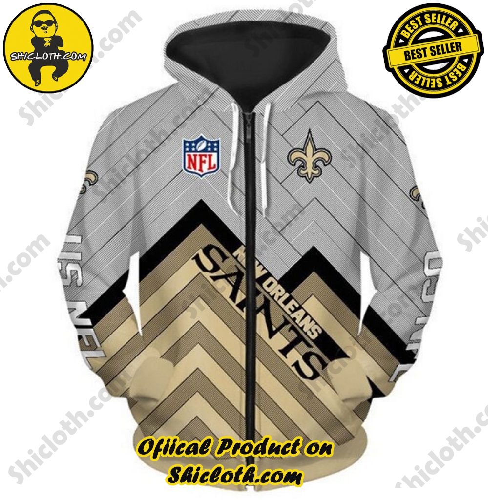 Elevate Your Wardrobe with Shicloth's Hoodie, Zipper Hoodie, and Sweatshirt Collection 21 New Orleans Saints NFL Team Zipper Hoodie