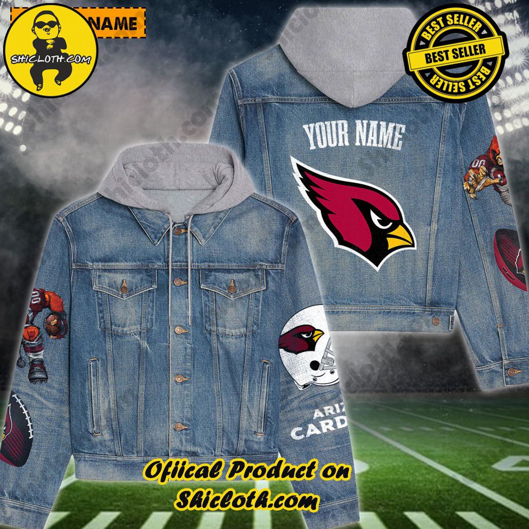 New Personalized Arizona Cardinals Mascot Hooded Denim Jacket For Fan