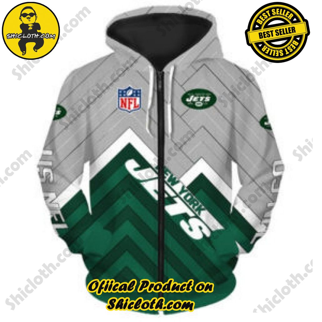 Elevate Your Wardrobe with Shicloth's Hoodie, Zipper Hoodie, and Sweatshirt Collection 25 New York Jets NFL Team Zipper Hoodie