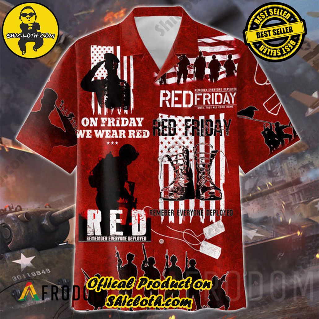 Embrace Island Vibes: Introducing Shicloth's Tropical Paradise Apparel Hawaiian Shirt 68 On Friday We Wear Red Veteran Tropical Paradise Apparel Hawaiian Shirt