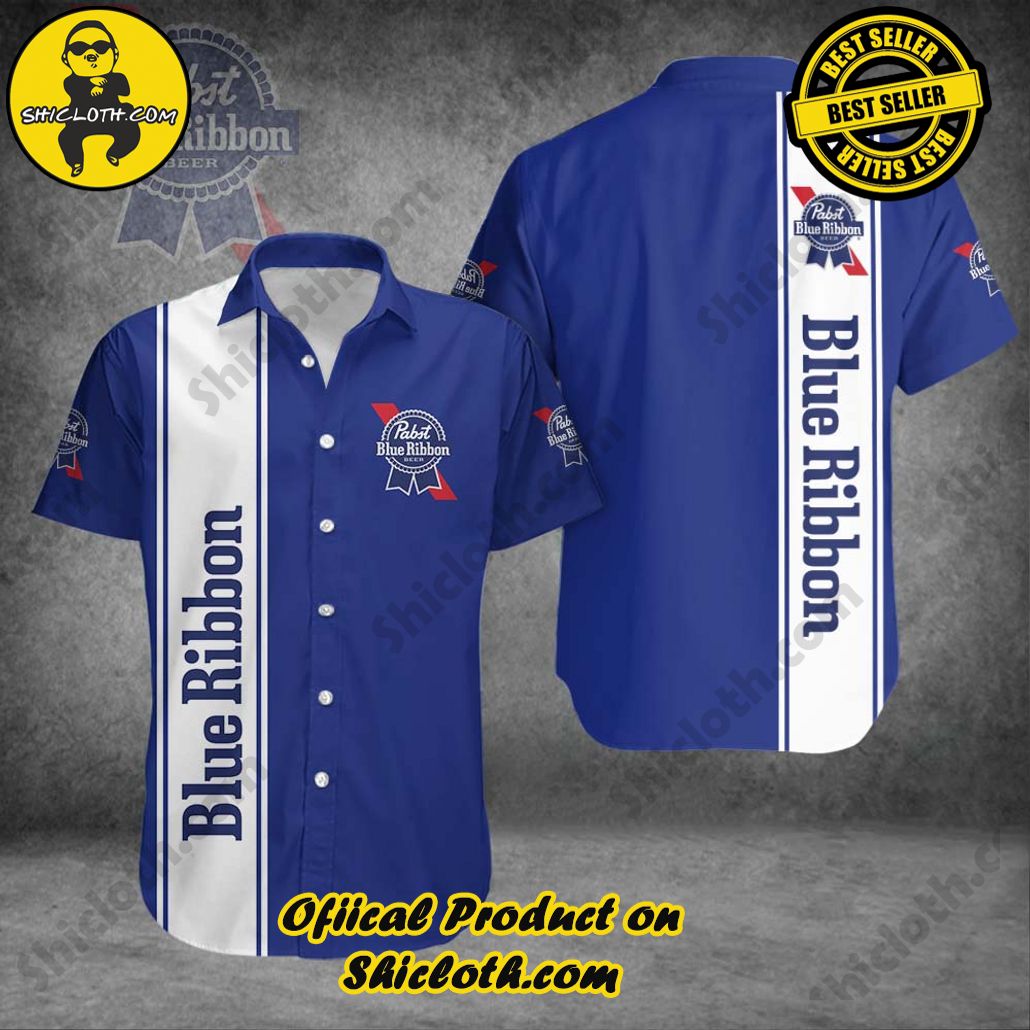Explore Paradise: Introducing Shicloth's Hawaiian Shirt and Shorts Set 56 Pabst Blue Ribbon Button Shirt