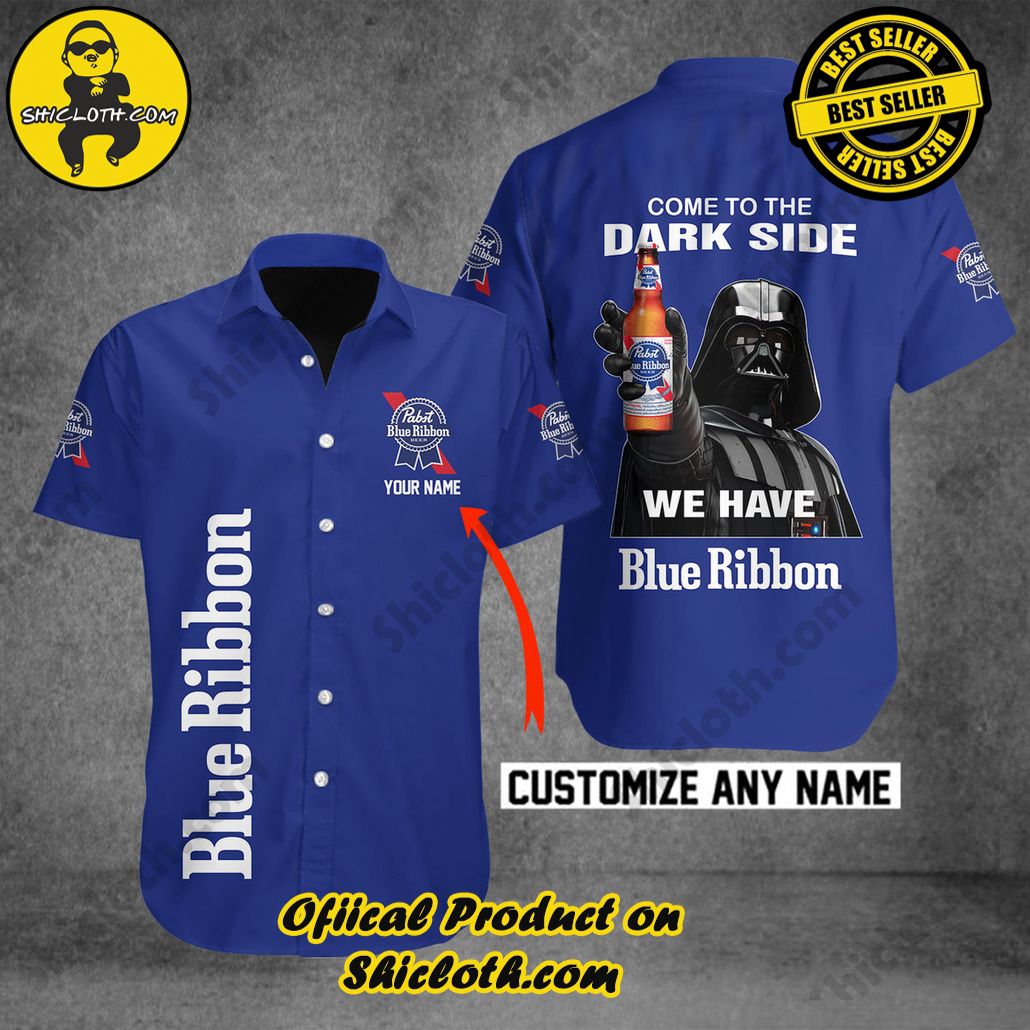 Get Summer Ready: Discover Shicloth's Hawaiian Shirt and Shorts Set Collection 56 Pabst Blue Ribbon Come to the Dark Side Personalized Button Shirt