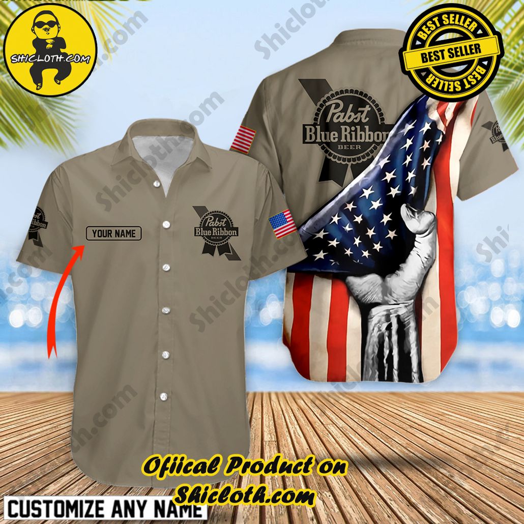 Tropical Vibes Meet Classic Elegance: Explore Shicloth's Button and Hawaiian Shirt Collection 63 Pabst Blue Ribbon Custom Name Button Shirt