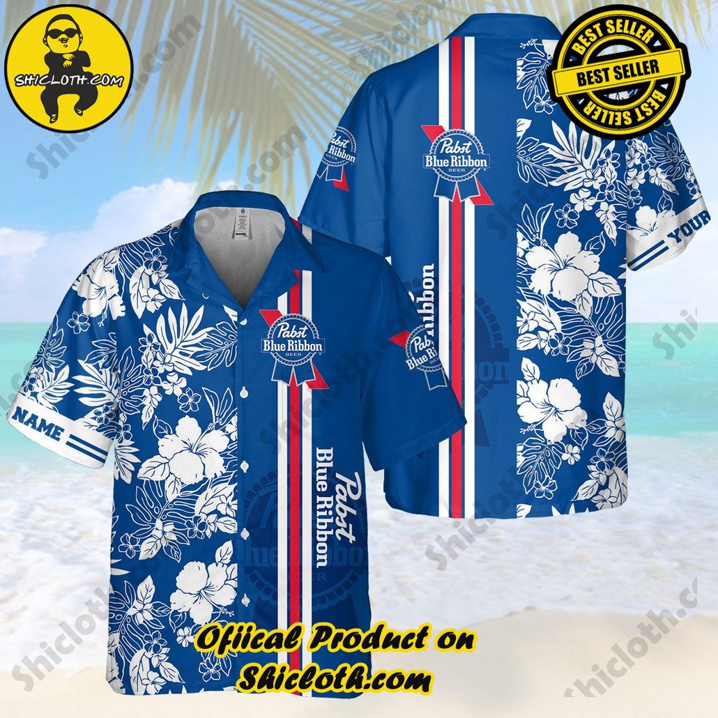 Stylish Sophistication: Introducing Shicloth's Button Shirt Collection 63 Pabst Blue Ribbon Floral Hawaiian Shirt