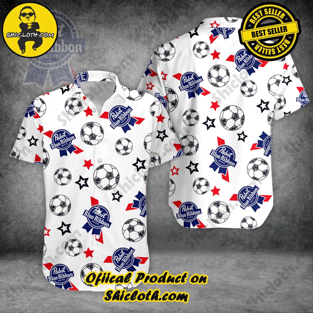 Hot Trending Explore Paradise: Introducing Shicloth's Hawaiian Shirt and Shorts Set 50 Pabst Blue Ribbon Football Button Shirt