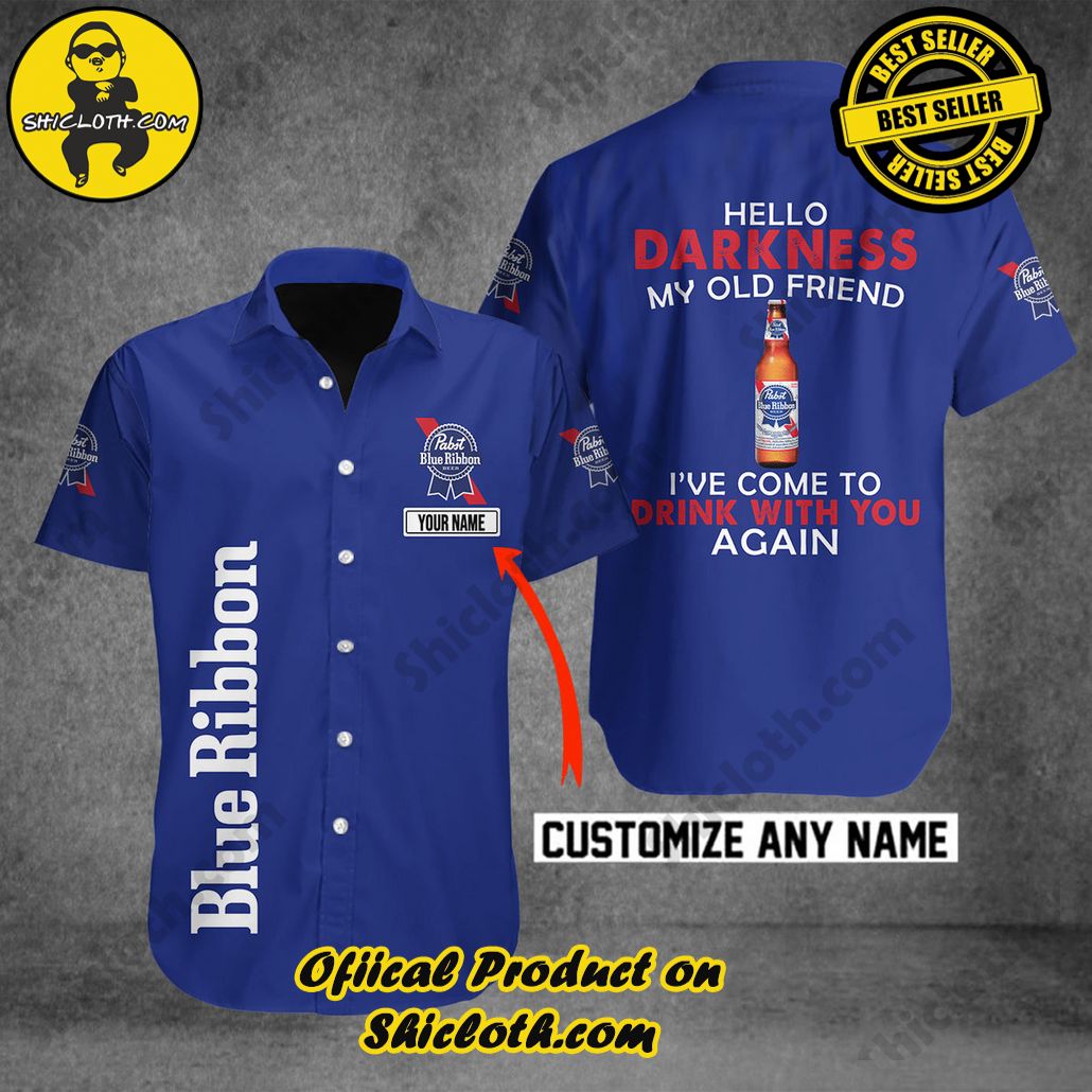 Explore Paradise: Introducing Shicloth's Hawaiian Shirt and Shorts Set 61 Pabst Blue Ribbon Hello Darkness my Old Friend Personalized Button Shirt