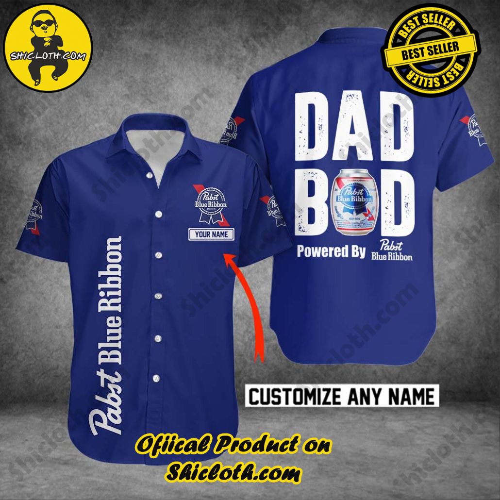 Pabst Blue Ribbon Personalized Dad Bod Button Shirt Pabst Blue Ribbon Personalized Dad Bod Button Shirt