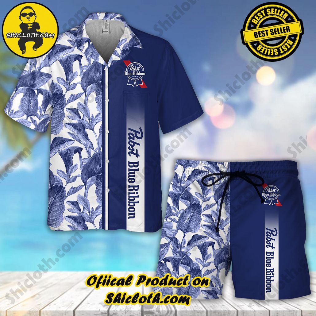 Discover Island Elegance: Shiclothshop's Style Summer Hawaiian Shirt 82 Pabst Blue Ribbon Style Summer Hawaiian Shirt And Shorts Set