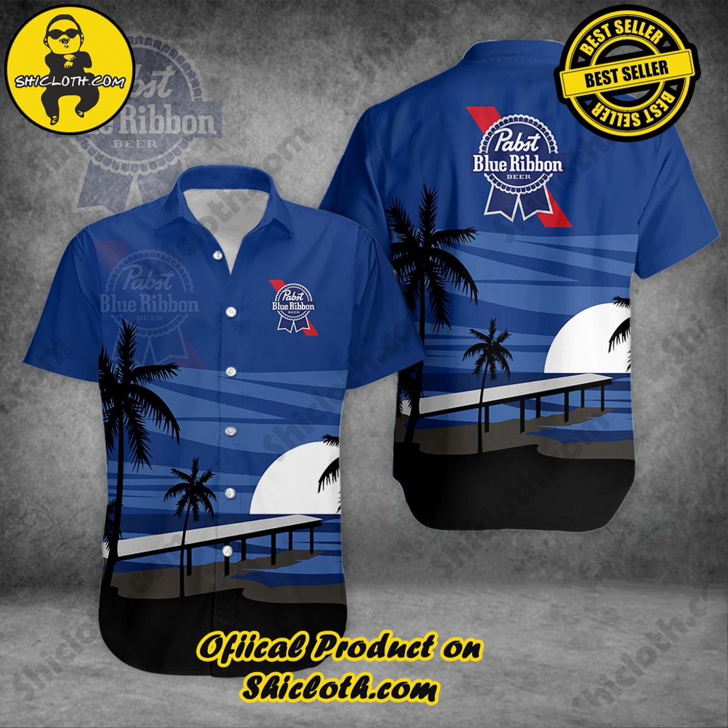 Discover Island Elegance: Shiclothshop's Style Summer Hawaiian Shirt 83 Pabst Blue Ribbon Tropical Sunset Button Shirt