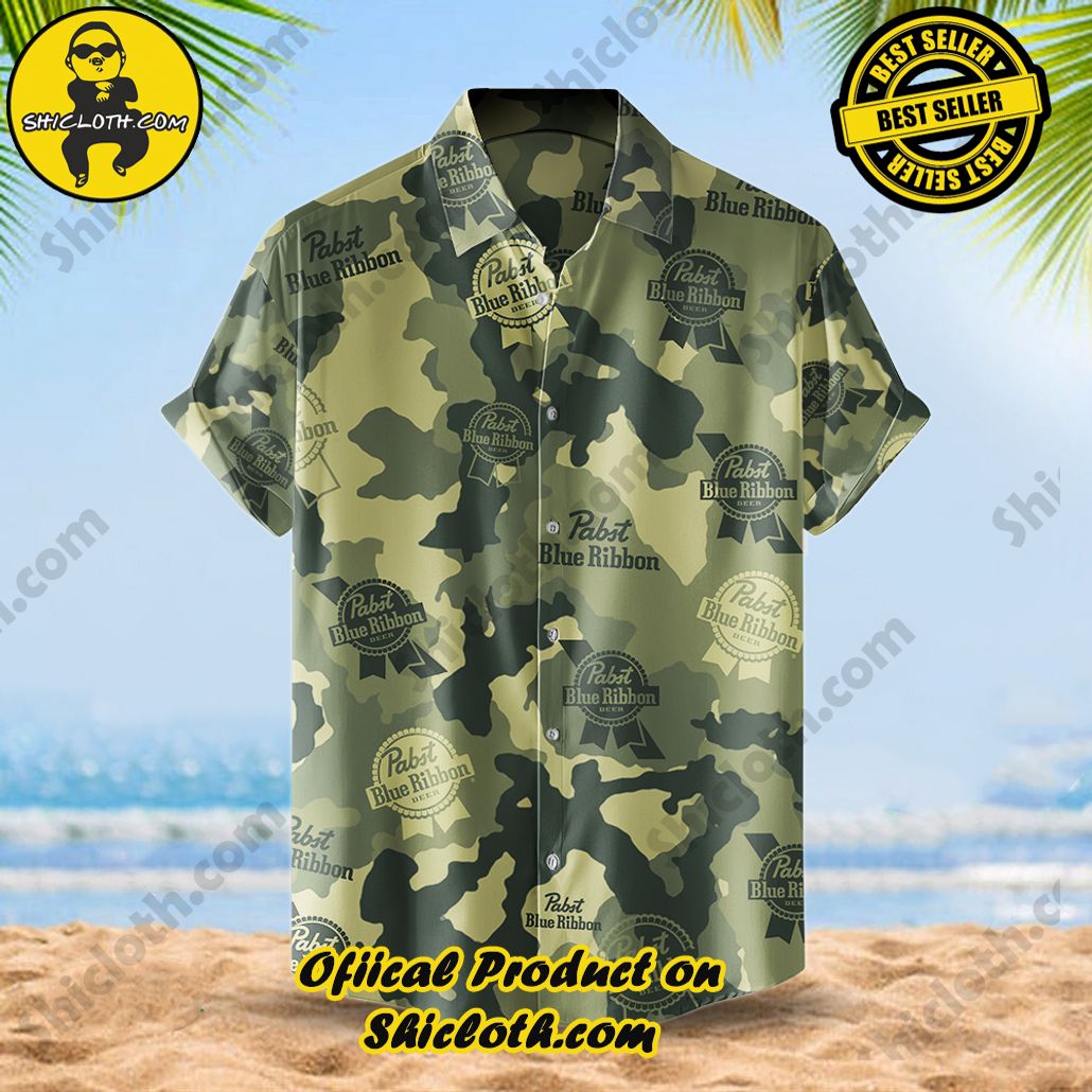 Tropical Vibes Meet Classic Elegance: Explore Shicloth's Button and Hawaiian Shirt Collection 70 Pabst Blue Riboon Military Hawaiian Shirt