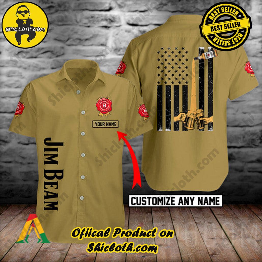 Explore Paradise: Introducing Shicloth's Hawaiian Shirt and Shorts Set 66 Personalized Basic Printed Jim Beam Button Shirt