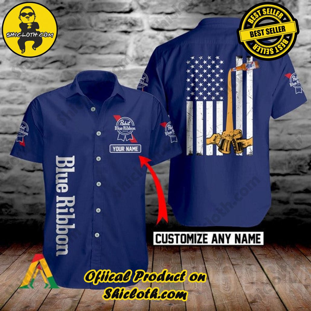 Explore Paradise: Introducing Shicloth's Hawaiian Shirt and Shorts Set 68 Personalized Basic Printed Pabst Blue Ribbon Button Shirt