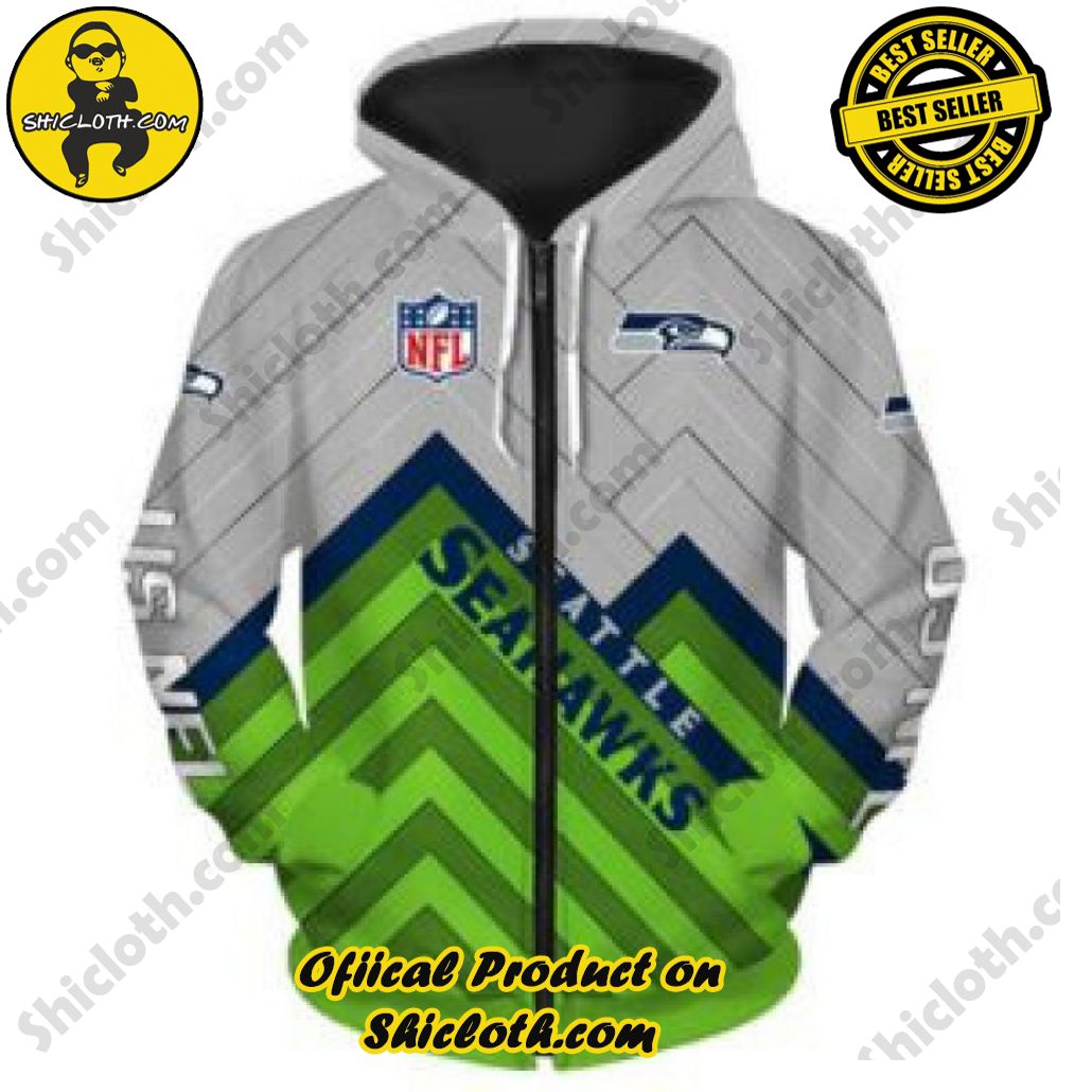 Elevate Your Wardrobe with Shicloth's Hoodie, Zipper Hoodie, and Sweatshirt Collection 34 Seattle Seahawks NFL Team Zipper Hoodie