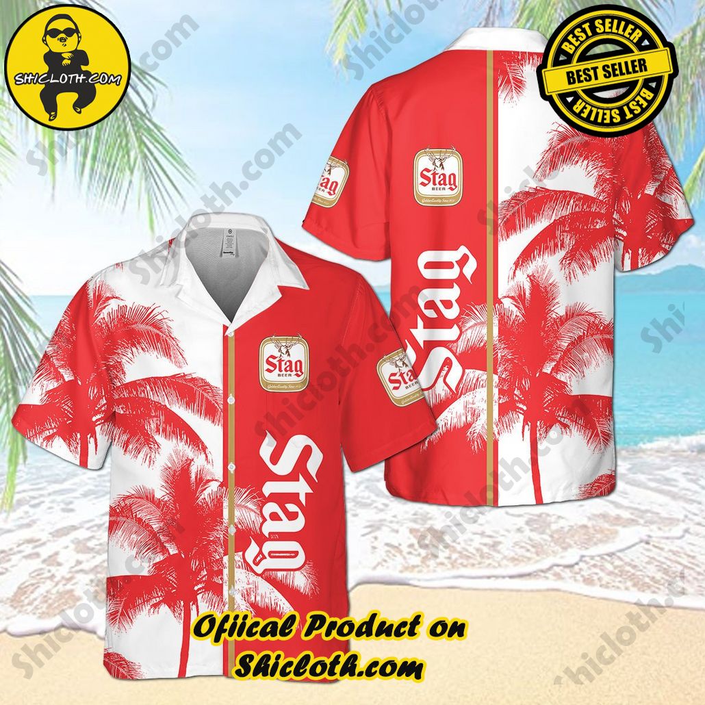 Tropical Vibes Meet Classic Elegance: Explore Shicloth's Button and Hawaiian Shirt Collection 81 Stag Beer Palm Hawaiian Shirt