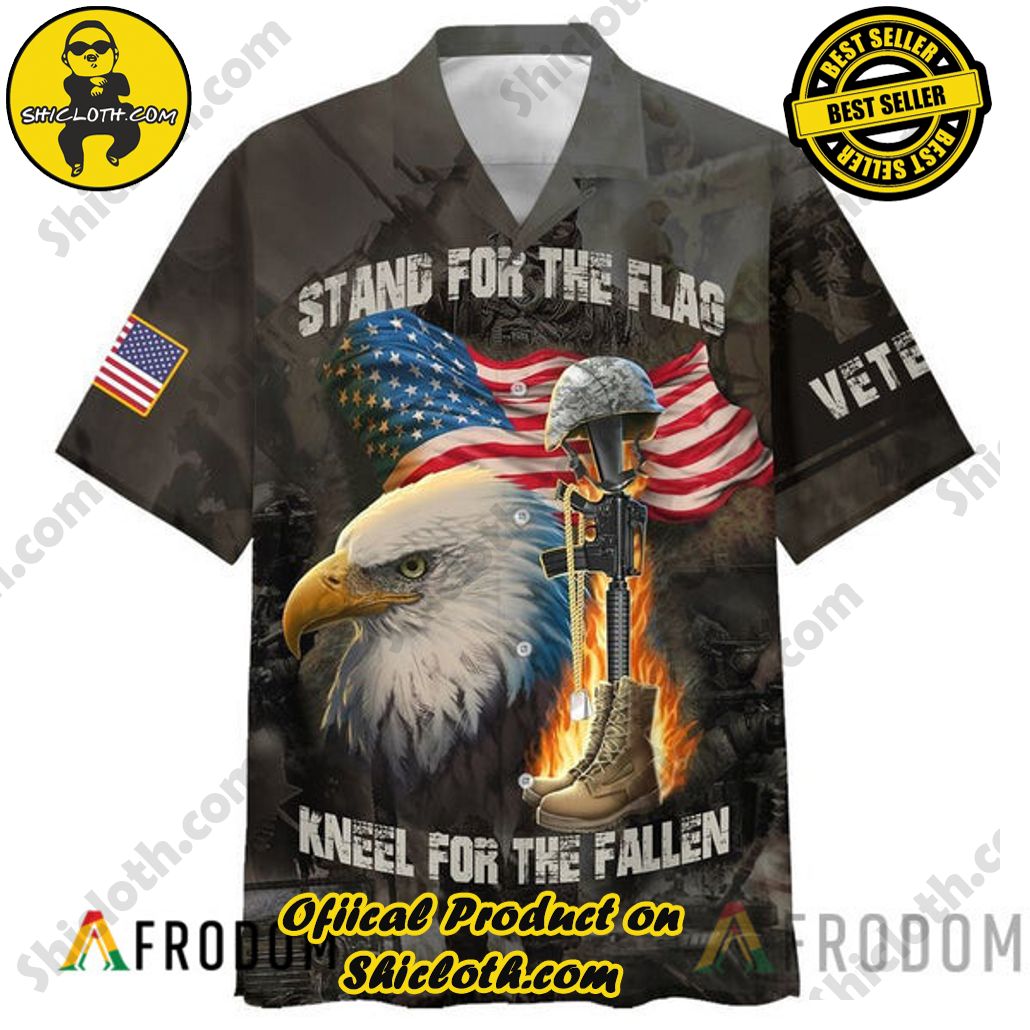 Embrace Island Vibes: Introducing Shicloth's Tropical Paradise Apparel Hawaiian Shirt 77 Stand For The Flag Kneel For The Fallen Veteran Tropical Paradise Apparel Hawaiian Shirt