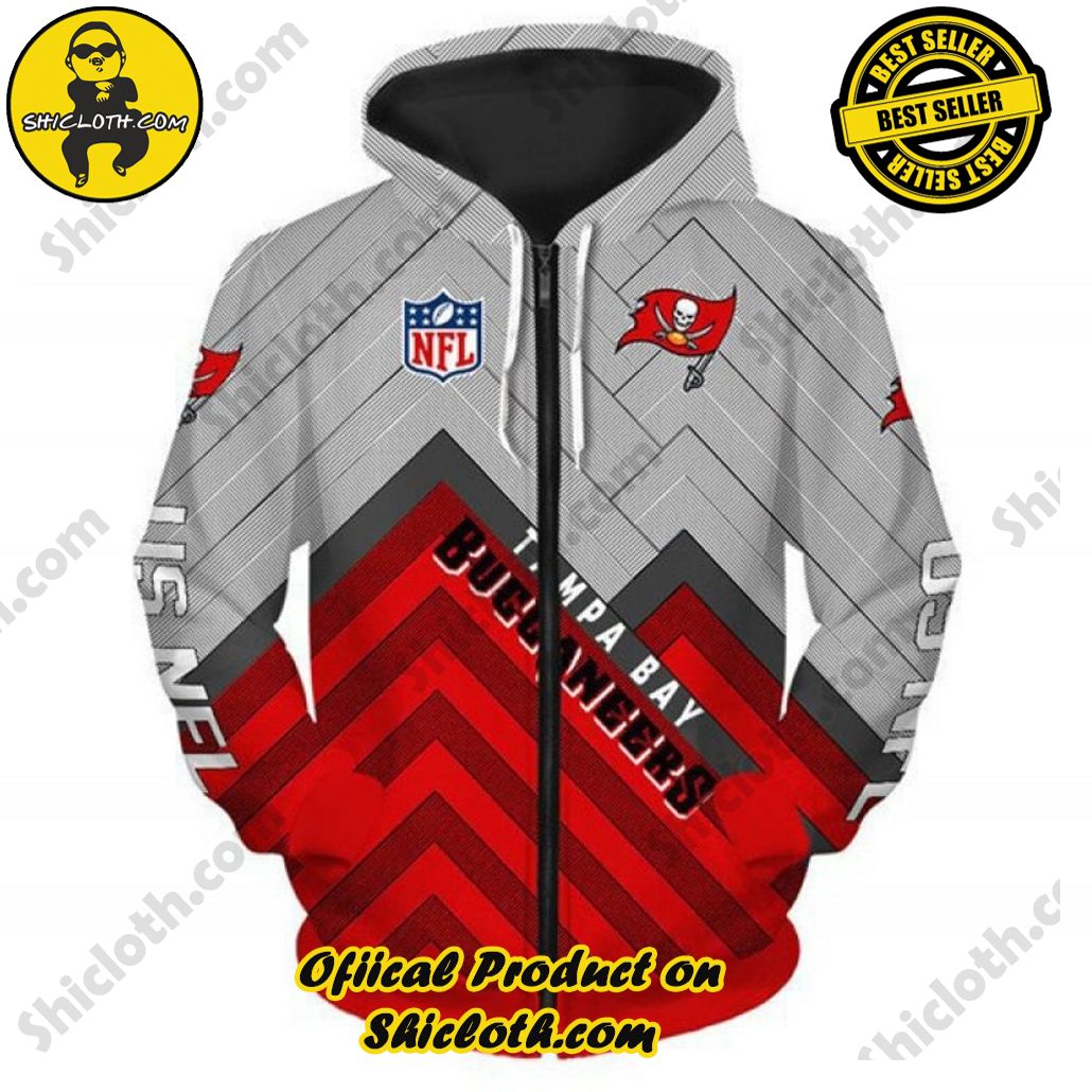 Elevate Your Wardrobe with Shicloth's Hoodie, Zipper Hoodie, and Sweatshirt Collection 36 Tampa Bay Buccaneers NFL Team Zipper Hoodie