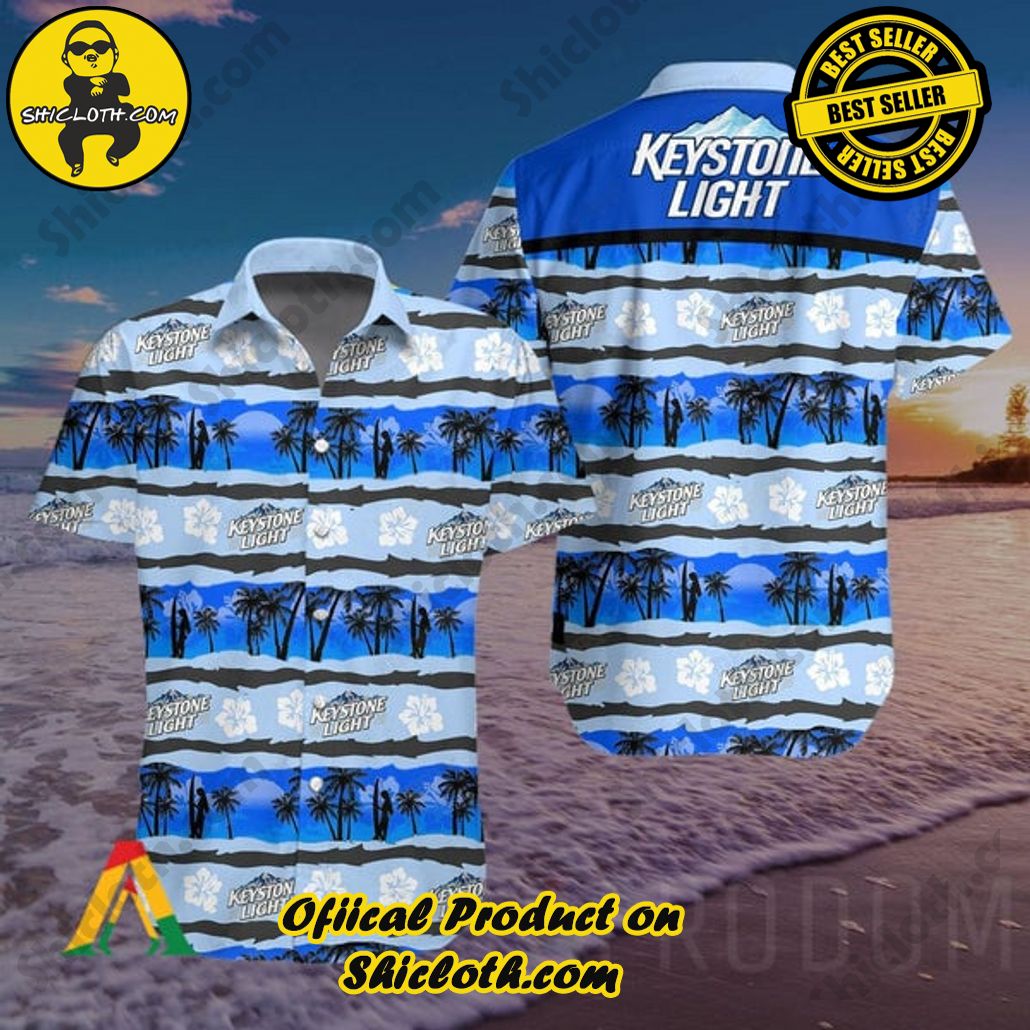 Explore Paradise: Introducing Shicloth's Hawaiian Shirt and Shorts Set 87 Tropical Beach Keystone Light Button Shirt