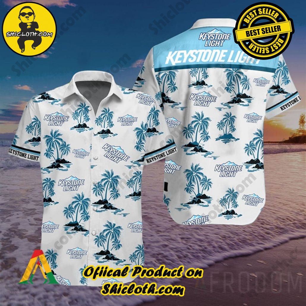 Tropical Vibes Meet Classic Elegance: Explore Shicloth's Button and Hawaiian Shirt Collection 97 Tropical Palms Keystone Light Button Shirt