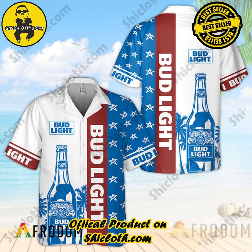 Embrace Island Vibes: Introducing Shicloth's Tropical Paradise Apparel Hawaiian Shirt 86 Tropical Patriotics 4th July Bud Light Tropical Paradise Apparel Hawaiian Shirt