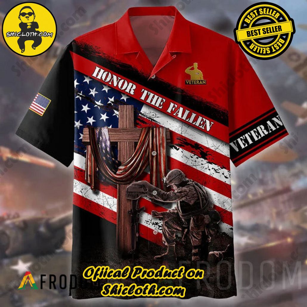 Embrace Island Vibes: Introducing Shicloth's Tropical Paradise Apparel Hawaiian Shirt 89 US Flag Honor The Fallen Veteran Tropical Paradise Apparel Hawaiian Shirt